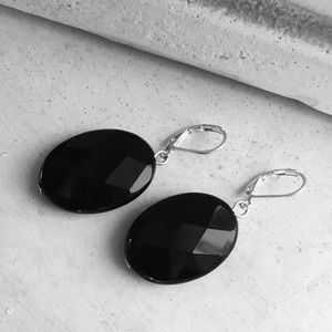 Black Elegant Glass Faceted Earrings